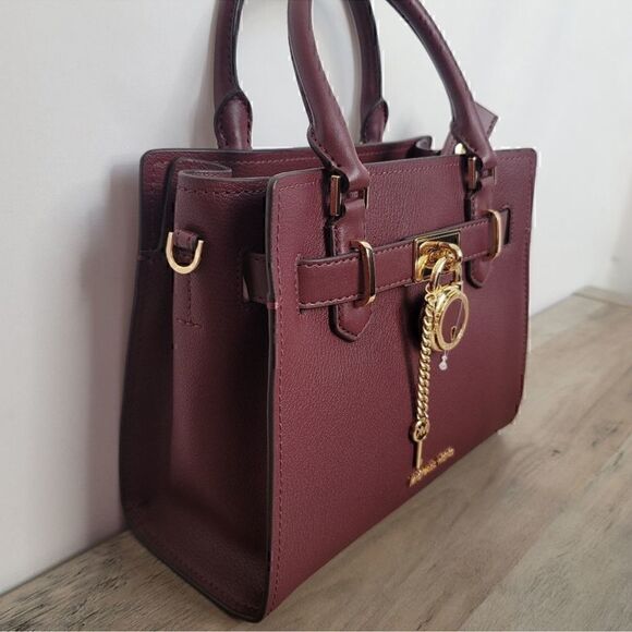 NWT Michael Kors Small Hamilton Satchel Merlot - Picture 3 of 10